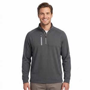 Arnold Palmer Mens XL Quarter Zip Pullover Charcoal Gray Heathered Golf Sweater